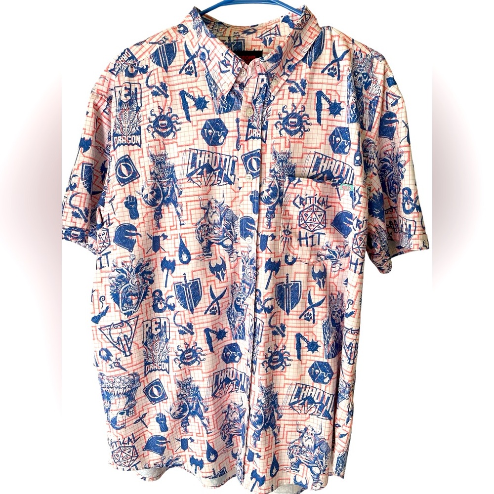RSVLTS - Dungeons & Dragons - Critical Sketch Button Down Shirt Size XL Men's
